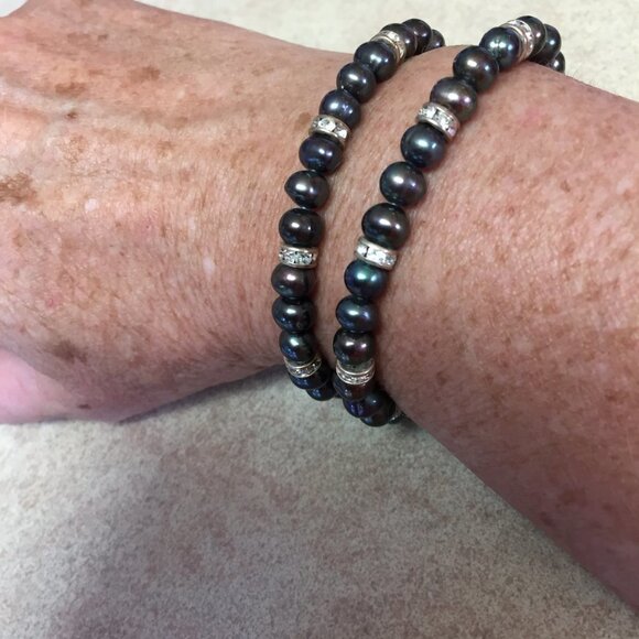 Cultured Pearls Stretch Bracelets Set of 2 - Picture 3 of 3